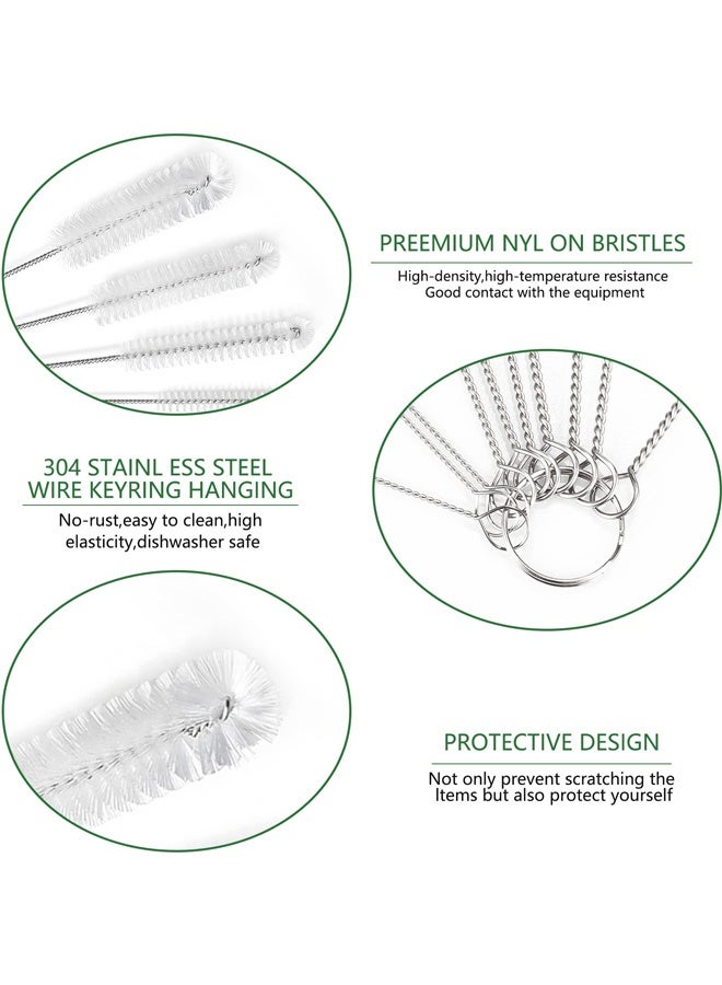 Bottle Cleaning Brushes, 8 Inch Nylon Tube Brush Set, Cleaner for Narrow Neck Bottles Cups with Hook, Set of 13, White - Image 4